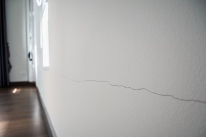 Crack in wall result of house leveling in East Texas
