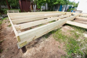 Pier and beam foundation construction job on new home 